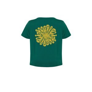 Trendyol Curve Green Printed Boyfriend Knitted T-shirt
