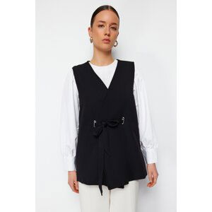 Trendyol Black Gold Detailed Belted Plain Woven Vest