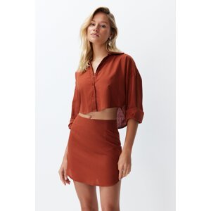 Trendyol Tile Woven 100% Cotton Shirt Skirt Set