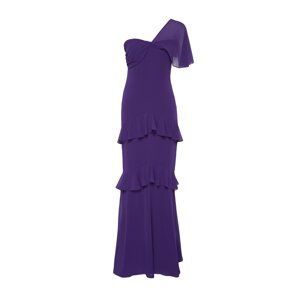 Trendyol Purple Frilly Long Evening Evening Dress