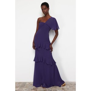 Trendyol Purple Ruffle Long Evening Dress