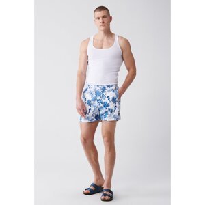 Avva Light Navy Blue Quick Dry Printed Standard Size Comfort Fit Swimsuit Swim Shorts