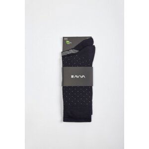 Avva Men's Navy Blue Patterned Crewneck Socks