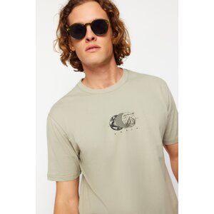 Trendyol Mint Relaxed Printed 100% Cotton T-Shirt