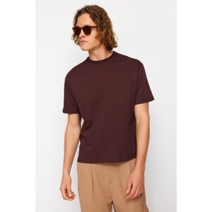 Trendyol Brown Relaxed/Comfortable Cut Back Patch Detailed Printed 100% Cotton T-shirt
