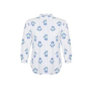 Trendyol Curve White Plus Size Tropical Patterned Shirt
