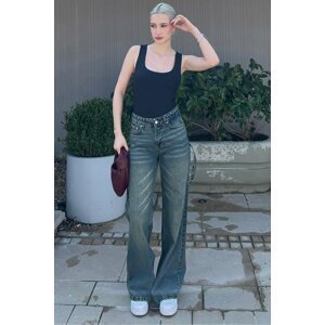 Madmext Women's Pale Blue Straight Wide Jean