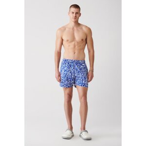 Avva Men's Blue Quick Dry Geometric Printed Standard Size Special Box Swimsuit Sea Shorts