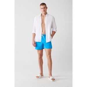 Avva Men's White-turquoise Quick Dry Printed Standard Size Swimwear Marine Shorts