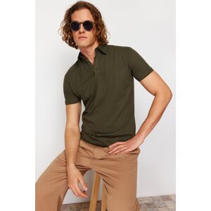 Trendyol Khaki Regular/Normal Fit Textured Polo Neck T-shirt