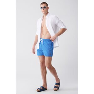Avva Men's White-blue Quick Dry Printed Standard Size Swimwear Marine Shorts