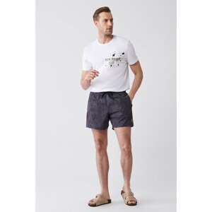 Avva Men's Anthracite-gray Quick Dry Printed Standard Size Swimwear Marine Shorts