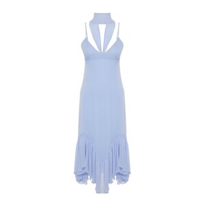 Trendyol Light Blue Waist Opening/Skater Frilly Dress