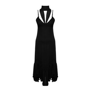 Trendyol Black Waist Opening/Skater Frilly Dress