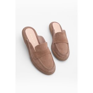 Marjin Women's Closed Front Daily Slippers Centipede Camel Suede