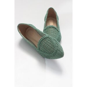 LuviShoes Women's Green Knitted Flat Flat Shoes 101