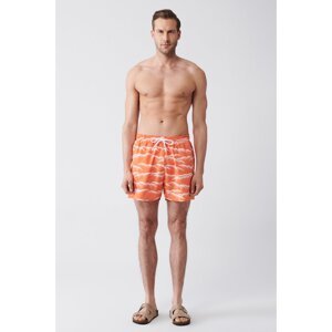Avva Men's Orange Quick Dry Printed Standard Size Swimwear Marine Shorts