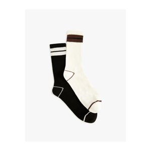 Koton 2-Pack Tennis Socks Cotton Blended Color Block