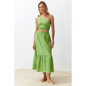 Trendyol Green Woven Single Shoulder Blouse Skirt Set