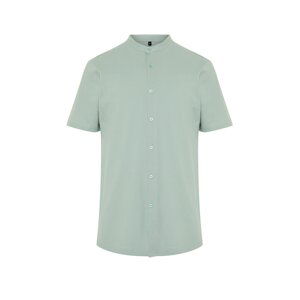 Trendyol Mint Slim Fit Prevailing Collar Short Sleeve Knitted Pique Summer Shirt
