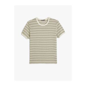 Koton Textured T-Shirt Short Sleeve Crew Neck