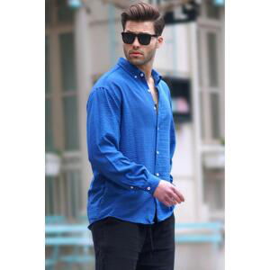 Madmext Men's Blue Long Sleeve Oversize Shirt 6735