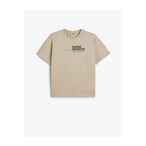 Koton Oversize T-Shirt Motto Printed Short Sleeve Crew Neck Cotton