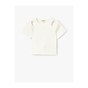 Koton T-Shirt Short Sleeve Window Detail Ribbed Cotton