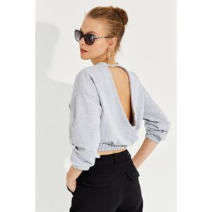 Cool & Sexy Women's Gray Back Double Breasted Sweatshirt