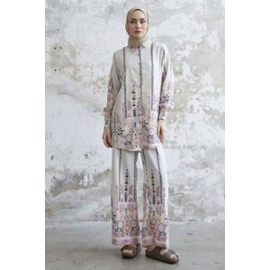 InStyle Patterned Linen Double Suit - Pink