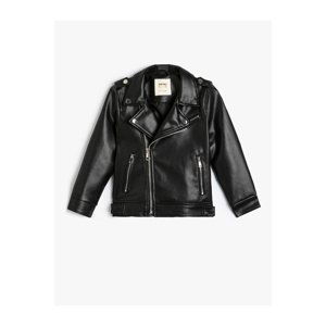 Koton Faux Leather Jacket Zipper Double Breasted With Pocket