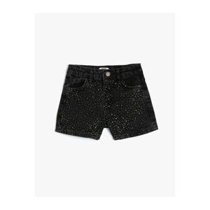 Koton Mini Denim Shorts Stone Printed Pocket Cotton