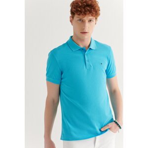 Avva Men's Aqua 100% Cotton Cool Keeping Regular Fit Polo Neck T-shirt