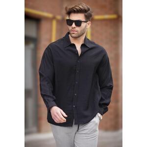 Madmext Men's Black Long Sleeve Oversize Shirt 6733