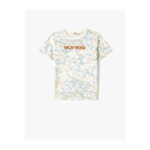 Koton Tie-Up Patterned T-Shirt Motto Printed Short Sleeve Crew Neck Cotton