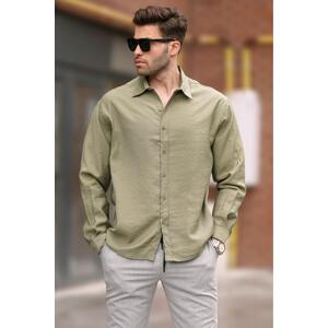 Madmext Khaki Men's Long Sleeve Oversize Shirt 6733