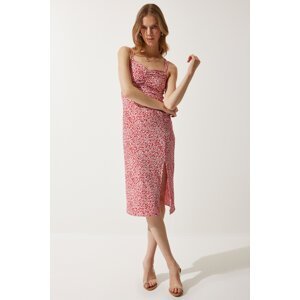 Happiness İstanbul Women's Red Double Strap Patterned Knitted Dress