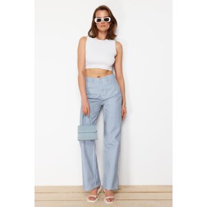 Trendyol Blue Striped High Waist Extra Wide Leg Jeans