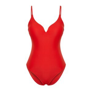 Trendyol Red V-Neck Regular Swimsuit