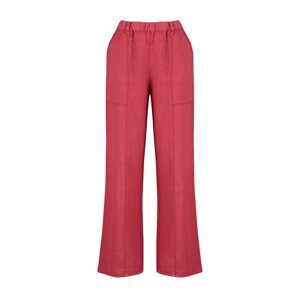 Trendyol Red 100% Linen Pocket Detailed High Waist Wide Leg Trousers
