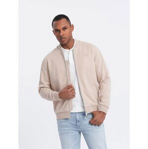 Ombre Men's lightweight bomber jacket with logo lining - light beige