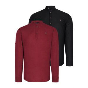 DOUBLE SET G783 DEWBERRY JUDGE COLLAR SHIRT-BLACK-BURGUNDY