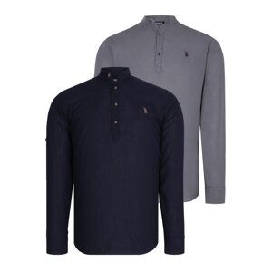 DOUBLE SET G783 DEWBERRY JUDGE COLLAR SHIRT-NAVY - ANTHRACITE