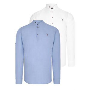 DOUBLE SET G783 DEWBERRY JUDGE COLLAR SHIRT-WHITE-BLUE