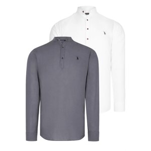 DOUBLE SET G783 DEWBERRY JUDGE COLLAR SHIRT-WHITE-ANTHRACITE