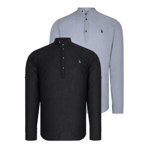 DOUBLE SET G783 DEWBERRY JUDGE COLLAR SHIRT-BLACK-GREY