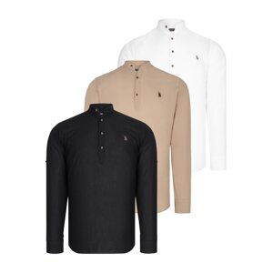 TRIPLE SET G783 DEWBERRY JUDGE COLLAR SHIRT-BLACK-WHITE-BEIGE