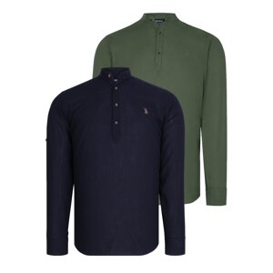 DOUBLE SET G783 DEWBERRY JUDGE COLLAR SHIRT-NAVY-KHAKI