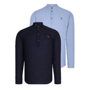 DOUBLE SET G783 DEWBERRY JUDGE COLLAR SHIRT-NAVY-BLUE