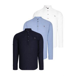 TRIPLE SET G783 DEWBERRY JUDGE COLLAR SHIRT-NAVY-BLUE-WHITE-BLUE